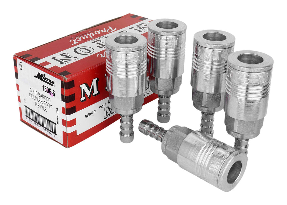 Milton 1806-6 3/8 Hose Barb P Style Coupler - Box of 5