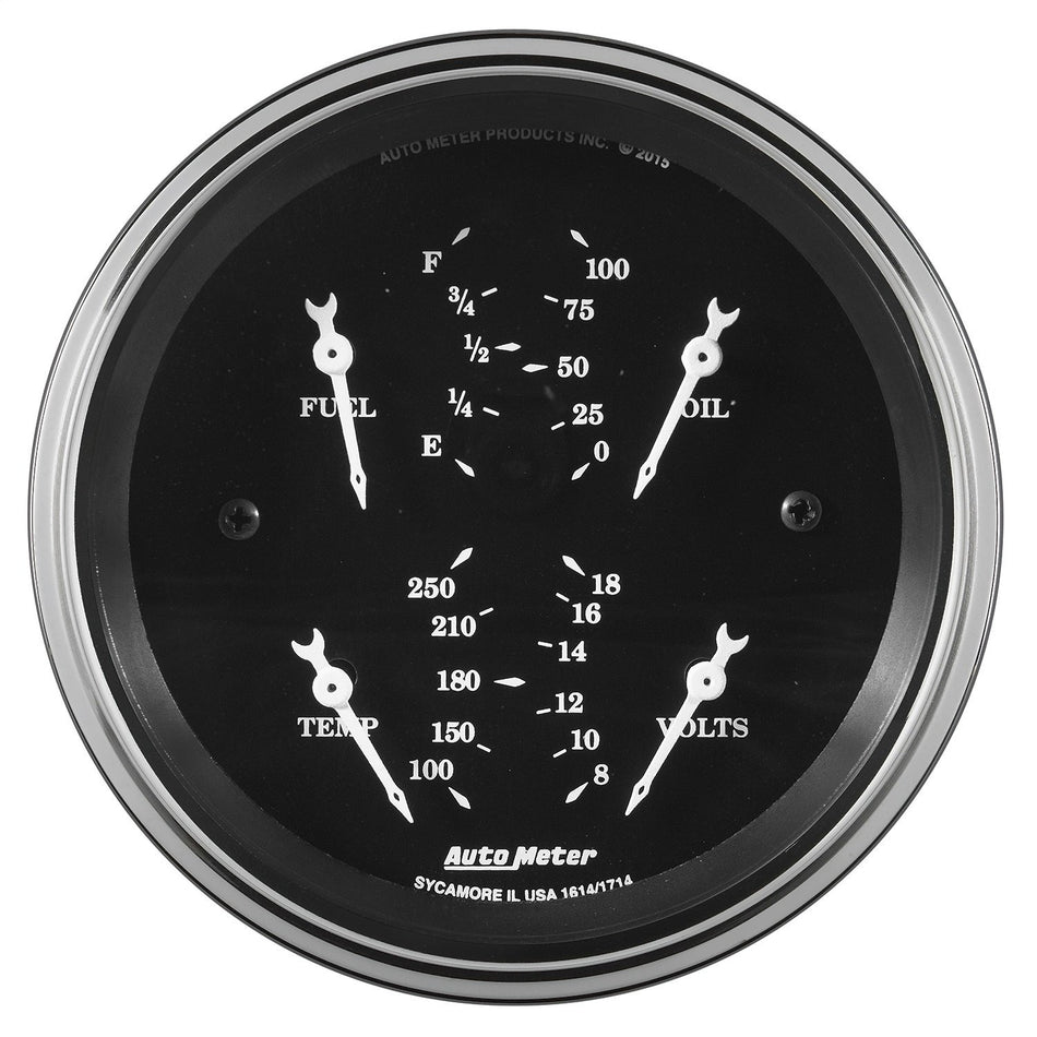 AutoMeter 1713 Gauge,Quad, 3 3/8, 240u03a9e-33u03a9f Elec, Old TYME Blk