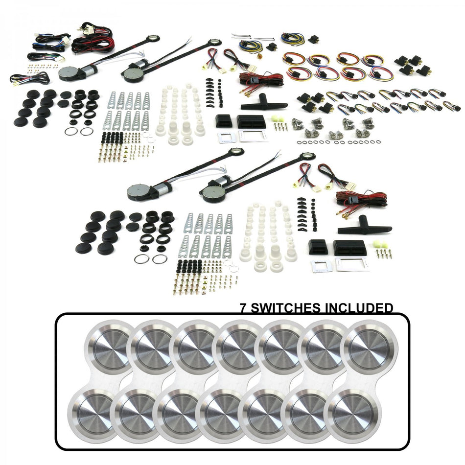 AutoLoc Power Accessories 18518 4-Door Power Window Kit (with 7 Retro Billet Switches - No Illumination)