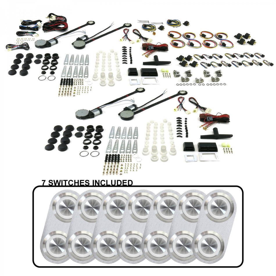 AutoLoc Power Accessories 18514 4-Door Power Window Kit (with 7 Daytona Billet Switches - White Illumination)