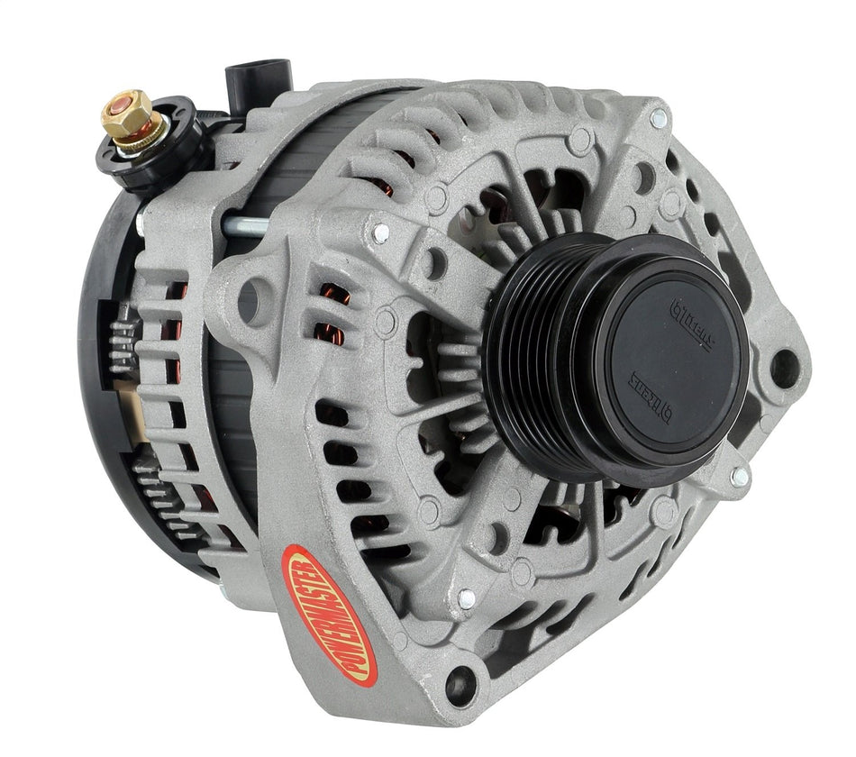 Powermaster 44007 Alternator (Denso Natural 245A 6 grv Decoupler Pulley Esc, C, K Series, GMC w/2 pin OE Hookup FR-L VR Hairpin Upgrade), 1 Pack
