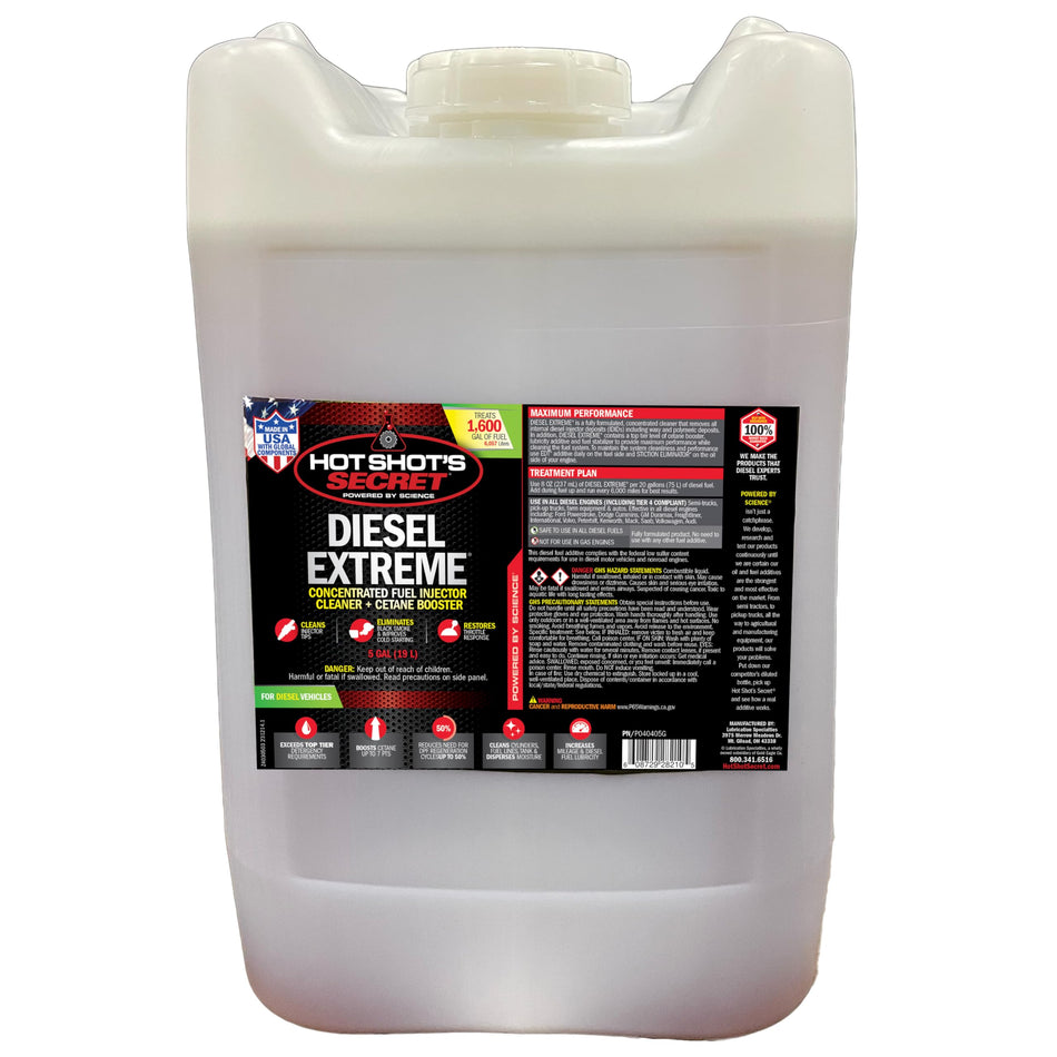 Hot Shot's Secret Diesel Extreme - 5 Gallons - Diesel Fuel Additive - Concentrated Fuel Injector Cleaner - Cetane Booster - Increases Mileage - Eliminates Black Smoke