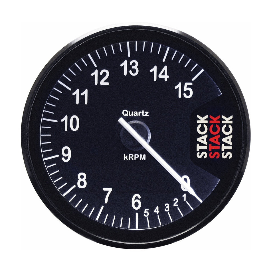 Stack ST200-0615 Clubman Black 80mm 0-6-15k RPM Tachometer