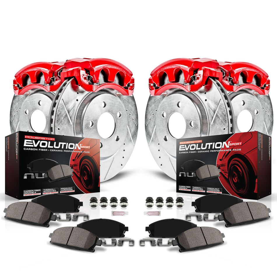 Power Stop (KC119) 1-Click Performance Brake Kit with Calipers For Nissan Murano 2006-2007 [Model Specific]