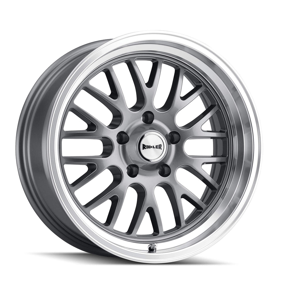 Ridler Custom Wheels 607 Grey W/MACHINED Lip Wheel with Alloy Steel (18 x 8. inches /5 x 83 mm, 0 mm Offset)