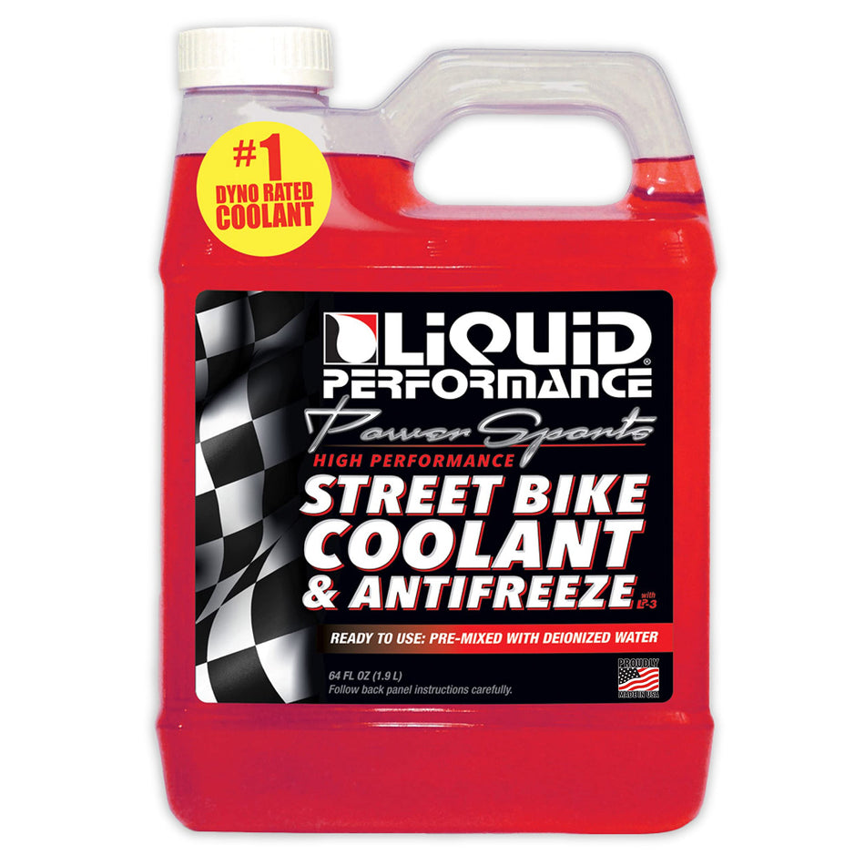 Liquid Performance Street Bike Coolant and Antifreeze - 64 oz - Reduces Heat - Ready to Use and Non-Toxic Formula - Boiling Point Protection Up to 260u00b0F - Freezing Point Protection Down to -30u00b0F