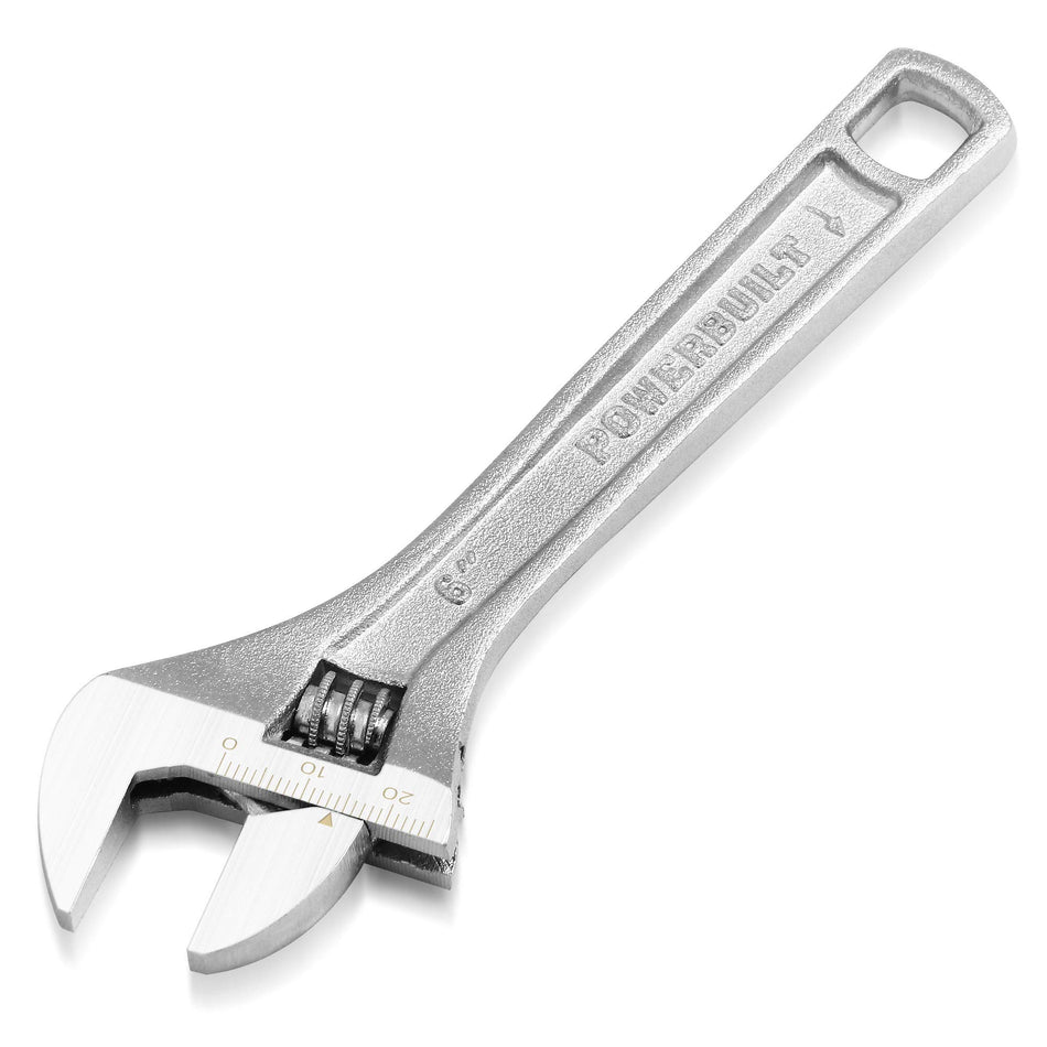Powerbuilt 6 Inch Adjustable Wrench, Easy Read Pre-Adjustment Jaw Markings, Thick I-Beam Handle, Heavy-Duty Hand Tool 644040