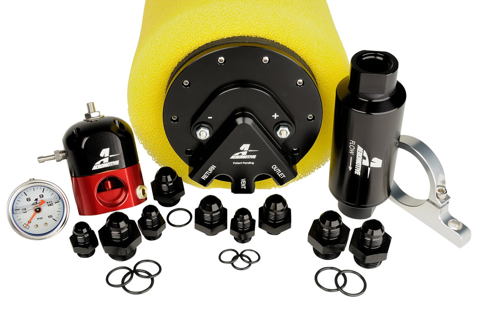 Aeromotive 17255 Fuel System, Phantom 200, Return Style Carb (Includes Phantom 200, Filter, Filter Bracket, Regulator, Wiring Kit, Gauge, Fittings)