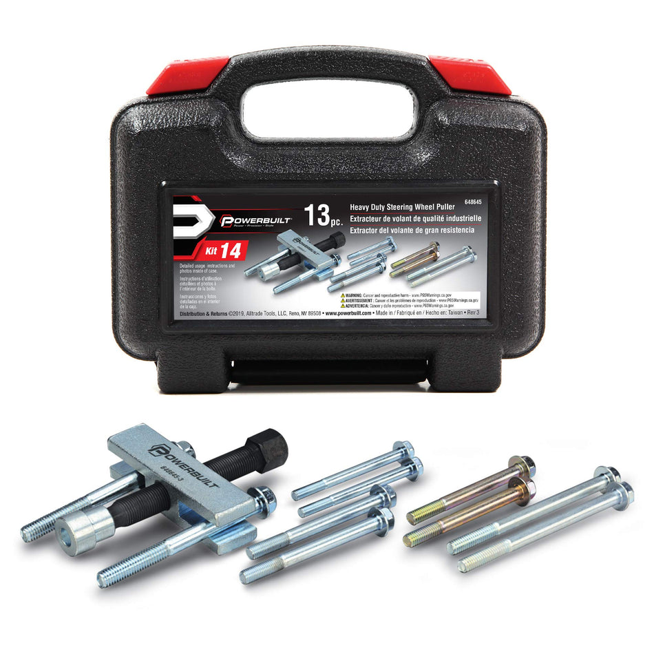 Alltrade 648645 Kit 14 Heavy Duty Steering Wheel Puller Tool Set