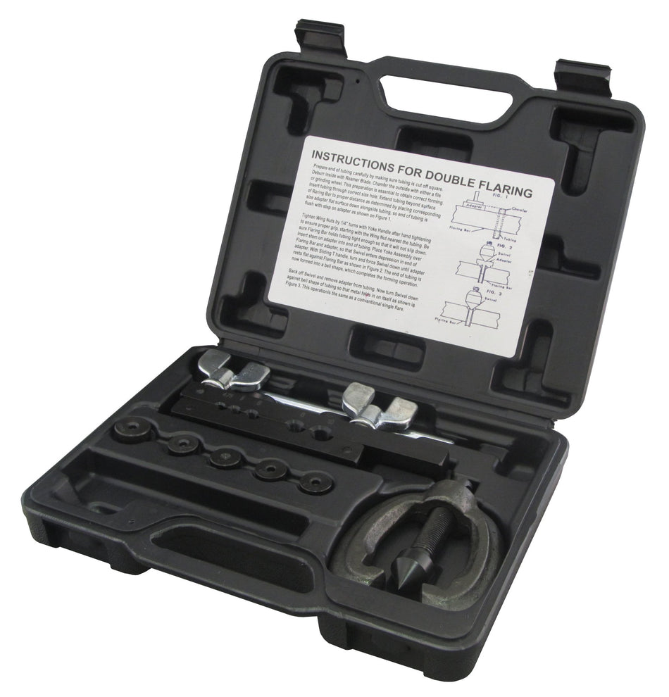 Cal-Van Tools 153 Metric Double Flaring Tool - Heavy Duty Swaging Tool Kit with 5 Double Flare Adapters, Threaded Die Holding Bar. Automotive Accessories,Multi,One Size