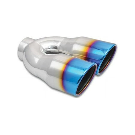 Dual 3.5" Round Stainless Steel Tips with Burnt Blue Finish - VIB1326B