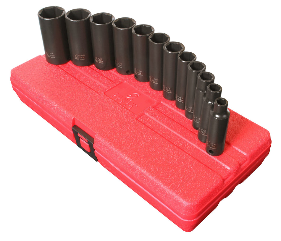 Sunex 3361 SAE Deep Impact 12-Piece Socket Set, 3/8-Inch Drive