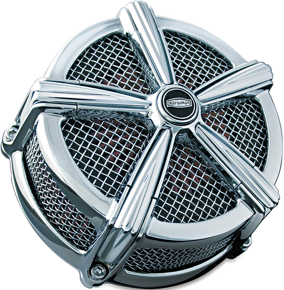 Kuryakyn 9451 Mach 2 Air Cleaner/Filter Assembly for Harley-Davidson Motorcycles, Custom Applications, Chrome