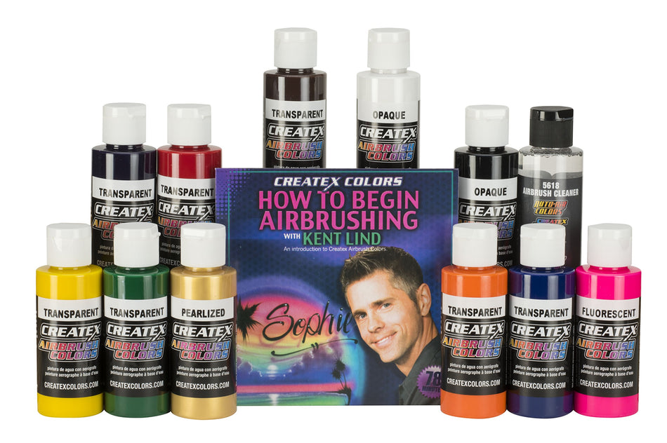 Createx Colors 5814-00 12 Color Airbrush Set with How to Begin Airbrushing DVD, 2 oz.