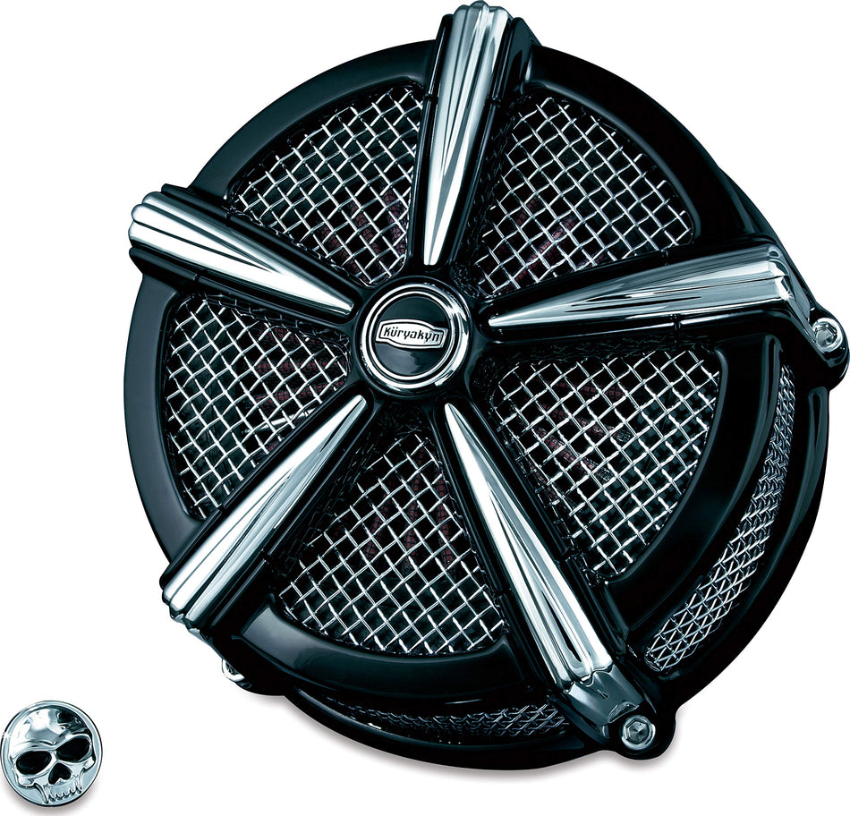 Kuryakyn 9549 Mach 2 Air Cleaner/Filter Kit for 2007-19 Harley-Davidson XL Motorcycles, Black/Chrome