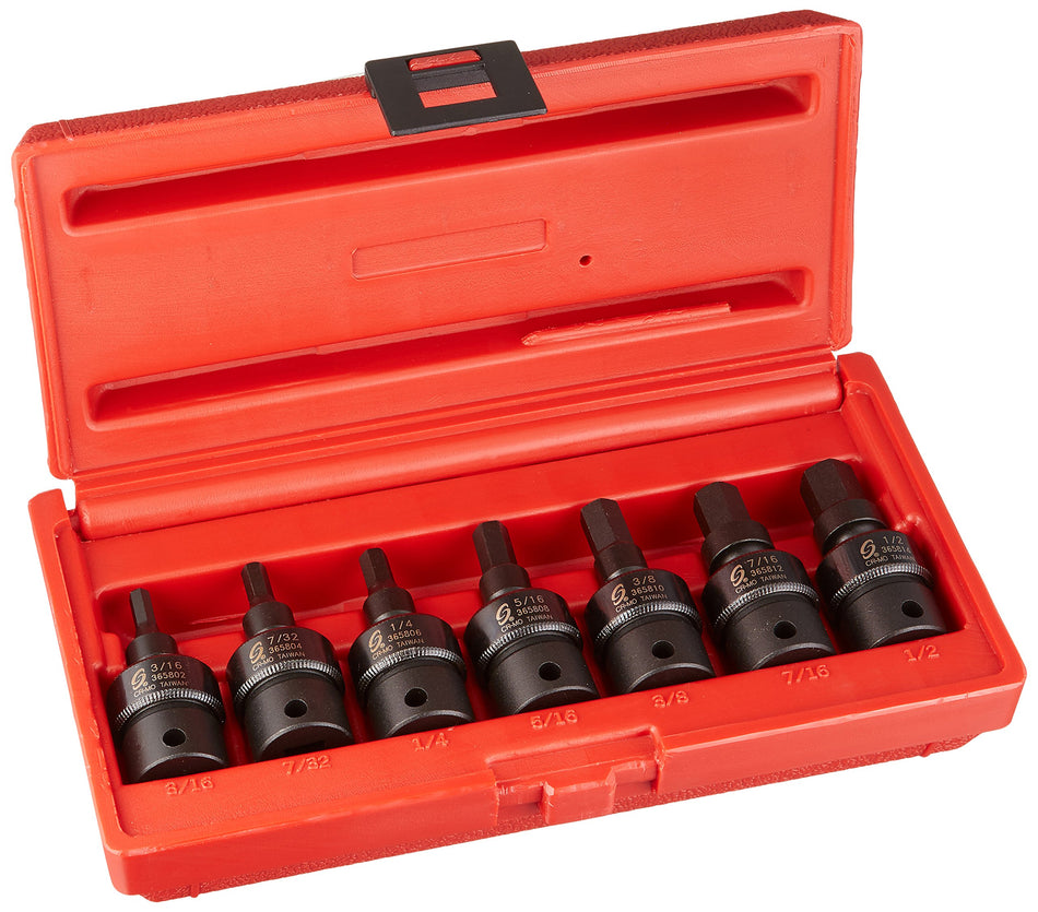 Sunex 3658 3/8-Inch Drive SAE Universal Hex Bit Driver Impact Socket Set