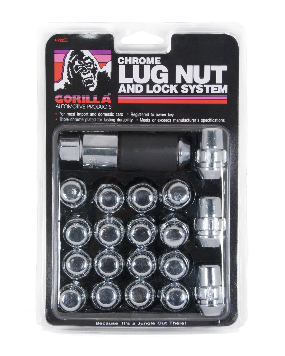 Gorilla Automotive 91743 Acorn Bulge Chrome Lug Nut and Lock System (14mm x 1.50 Thread Size)