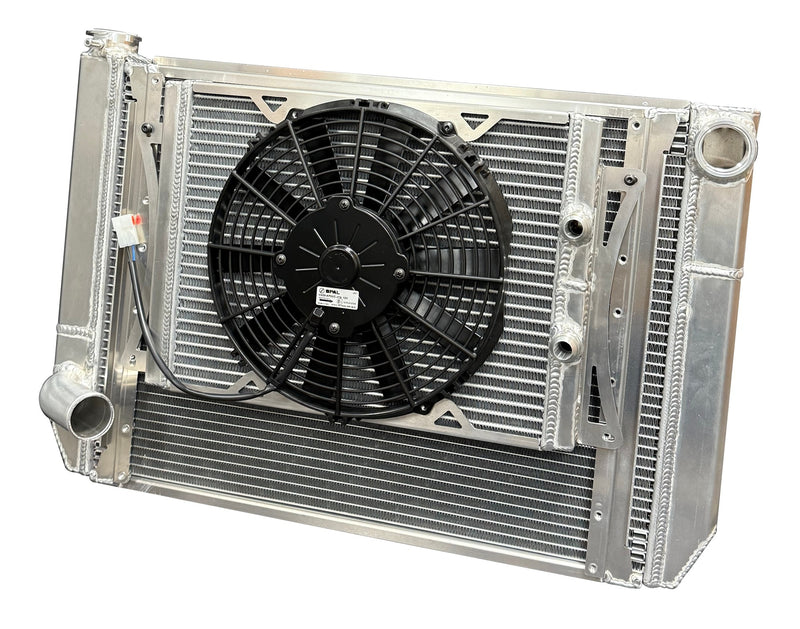 Radiator Dbl 29X18 W/Oil Cooler Fan W/ Fill Neck - MGMSLMOPENV2