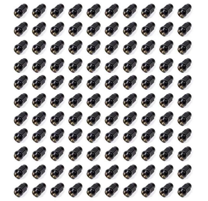 100 Lugnuts 1/2 Acorn Bulge 3/4in Hex Black