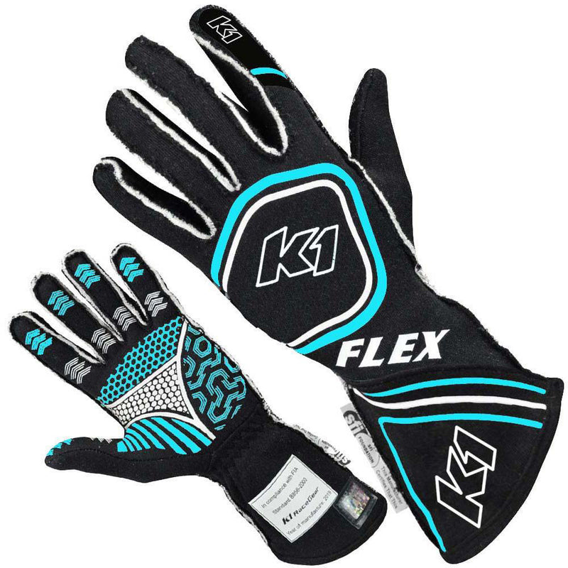 Glove Flex Large Black / Flo Blue SFI 3.3/5 - 23FLXNFBL