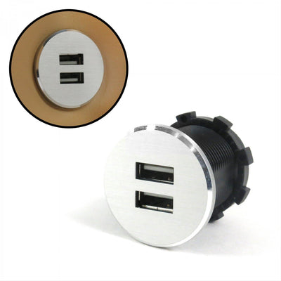 Silver Dash Mount Dual Port USB Charger - KICUSB01
