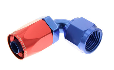 6AN 90Deg Female Alum Hose End Red Blue