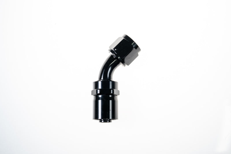 8AN 45 Degree Crimp Hose End Black