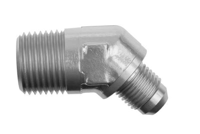 6AN 45Deg Male Adapter to 1/4in NPT Male Clear