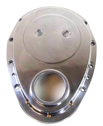 2-Pc Timing Chain Cover SB Chevy Polished Alum - R6043