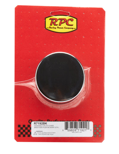 Valve Cover Breather Push In Short Black Each - R7192BK