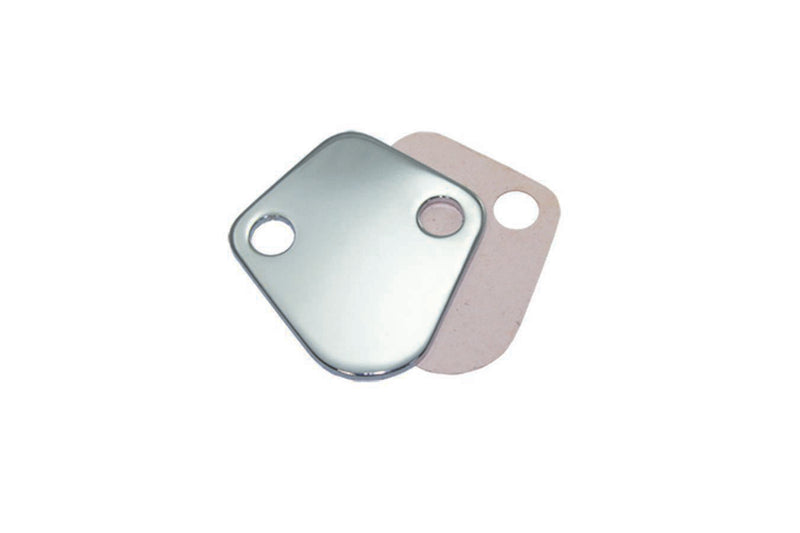 BBC Fuel Pump Block Off Plate W/ Gasket Chrome - 7604