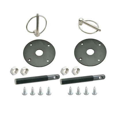 Hood Pin Kit Flip-Over Clips 1/2in Dia. Black