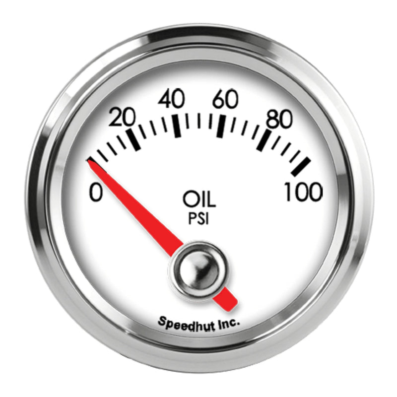 2-1/16in Oil Press Gauge 0-100psi White Face - L2OP6LEG