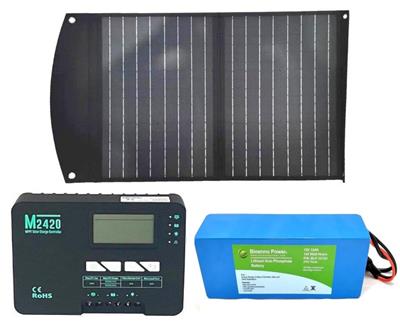 Bioenno Power Portable Solar Panel, Charge Controller and Battery Packages