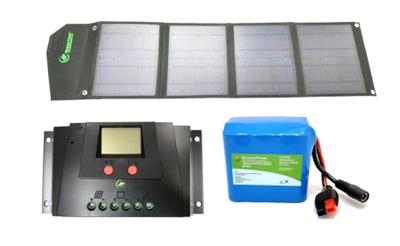 Bioenno Power Portable Solar Panel, Charge Controller and Battery Packages