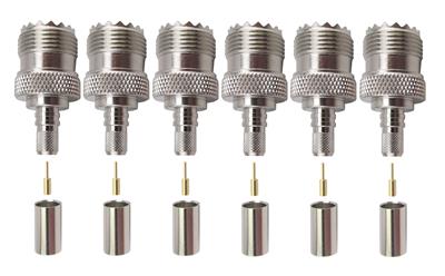 DX Engineering Cable Mount Crimp/Solder SO-239 Coaxial Connectors