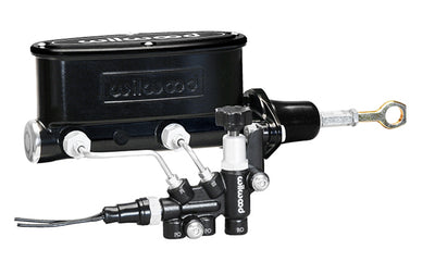 HV Tandem M/C Kit w L/H Bracket & Prop Valve - 7/8" Bore,Black-W/Push. - Early Mustang - 26113272BK